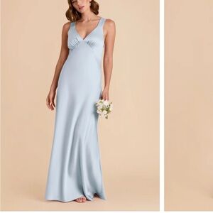 Veronica Dress Matte Satin Mist Blue Elegant Light Blue Sleeveless Gown